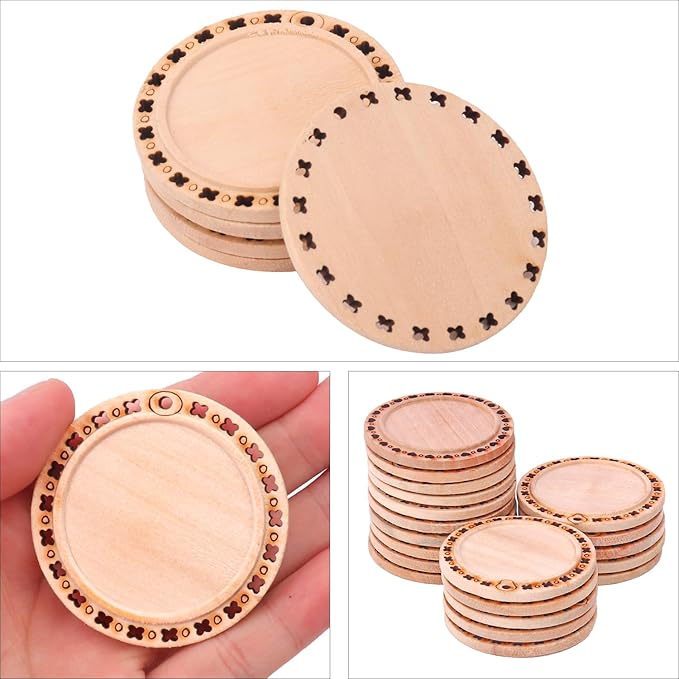 kukmakri 50 PCS Natural Wood Slices - 2.2 Inch Unfinished Wood Discs Craft Kit, Predrilled with Hole Wooden Circles, Ideal for Christmas Ornaments, DIY Wooden Crafts, and Handmade Art Supplies