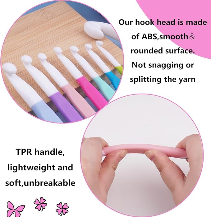 Hobekoee 10mm Large Crochet Hook,Huge Crochet Hooks for Chunky Yarn,Extra Long Crochet Hooks with Soft Ergonomic Handle for Crocheting Yarn,Wool Roving