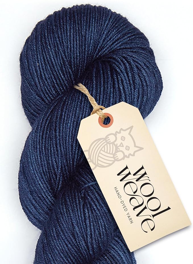 Superwash Merino Wool Yarn for Knitting & Crocheting - Premium Hand Dyed, 100gr, 240 Yards Dk Weight - Luxurious, Soft & Durable Midnight Blue Yarn