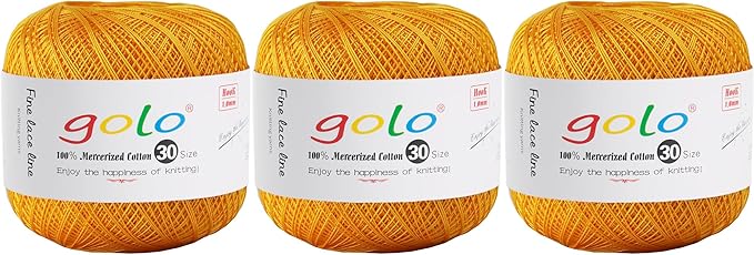 golo 3 Balls Crochet Thread Size 30 Embroidery Thread Yarn for Hand Kniting Yarn for Tatting 160
