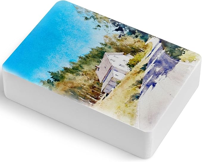 Lightwish 40 Sheets Mini Watercolor Sketchbook Cold Press 450gsm/210lb, Travel Size Portable Tearable Square Painting Notebook, Square Watercolor Sketch Book Art Paper 3.5 x 5.1 inch