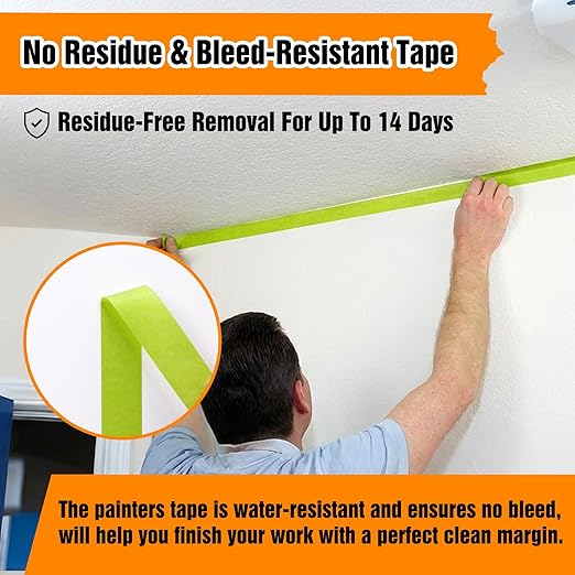 HongWay Masking Tape 1 Inch, 6 Rolls x 22yd (132yds in Total) Painters Tapes for Painting Labeling Arts Crafts, Easy Removal, No Residue (0.94in Green)