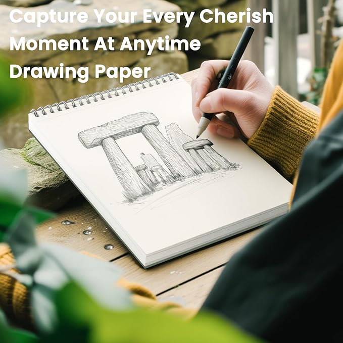 cewei 9x12 drawing paper pad, 100 sheets spiral bound sketchbook, 68lb/100gsm white drawing paper for kids ages 4-8, art supplies for kids 9-12 & christmas gifts for grandkids.