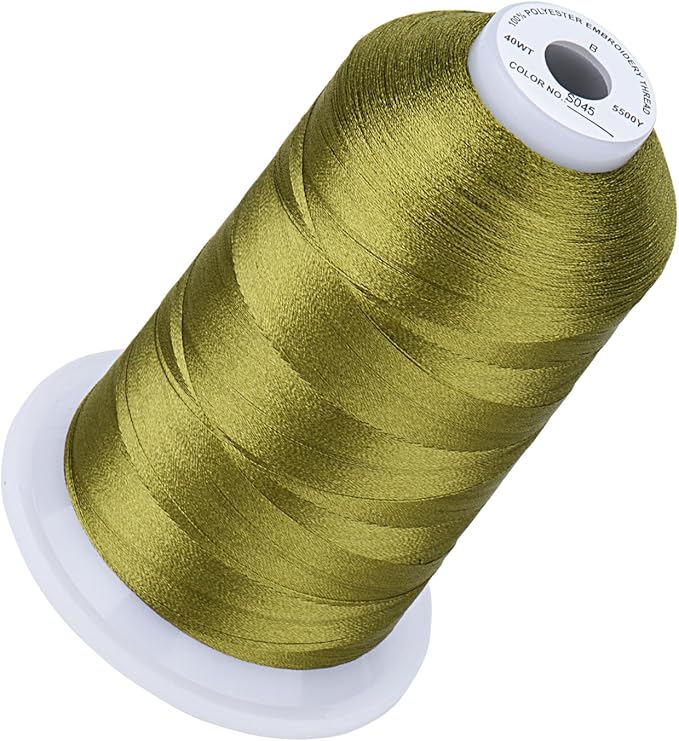 Simthread 5500Yds Embroidery Thread, 5000M High-Yardage 40WT 100% Polyester Thread – 170+ Vivid Colors, High-Speed Rated – Compatible with Brother, Singer, Janome & More - Seaweed S045