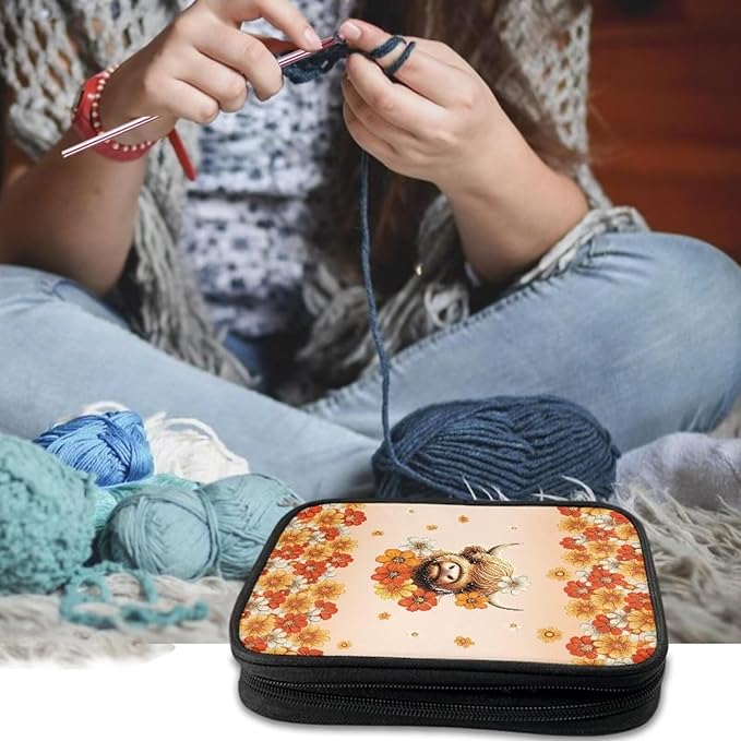 Hechitok Yak Flower Empty Crochet Hook Case Crochet Hook Organizer Case Stand Up Crochet Organizer Crochet Hook Holder for Knitting Crochet Supplies