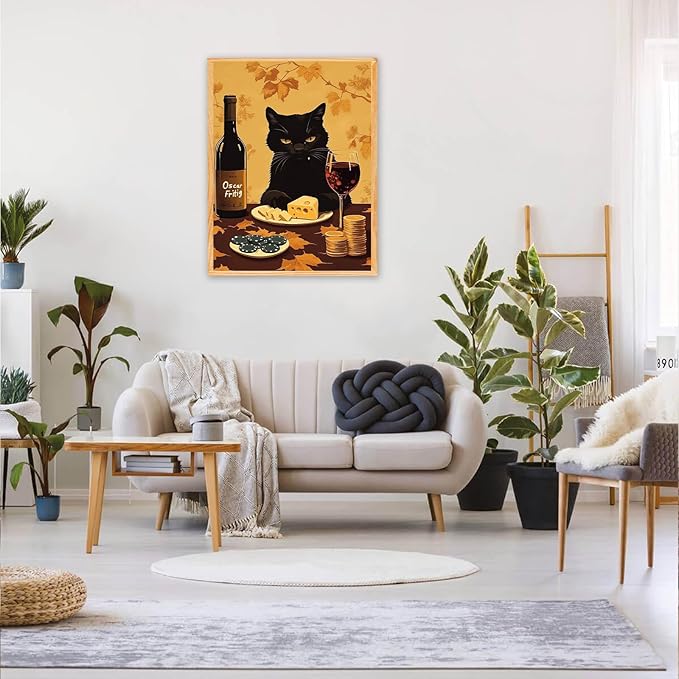 MAXBYE Funny Cats Paint by Numbers Kits for Adults Beginners, Black Cat Poker Night Paint by Number for Adults,Easy Canvas Paint by Numbers for Home Wall Decoration and Gifts 12x16inch