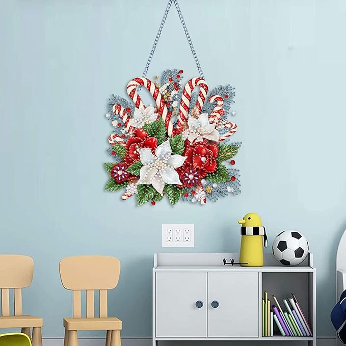 NEGEKFKX Christmas Diamond Art Hanging Pendant Kits,Winter Special Shape Diamond Art Kits for Adults,Double Sided Hanging Acrylic Ornament Kit,Pendants Home Garden Wall Hanging Kits Hanging Ornament