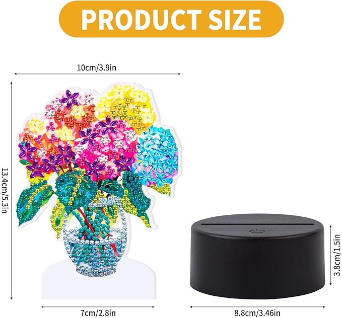 ALKALO Diamond Painting Night Light, Diamond Painting Kits for Adults Desktop Ornaments for Table Tabletop Decor Diamond Art Accessories for Adult Beginner Touch Lamp for Bedrooms Living Room- Flower