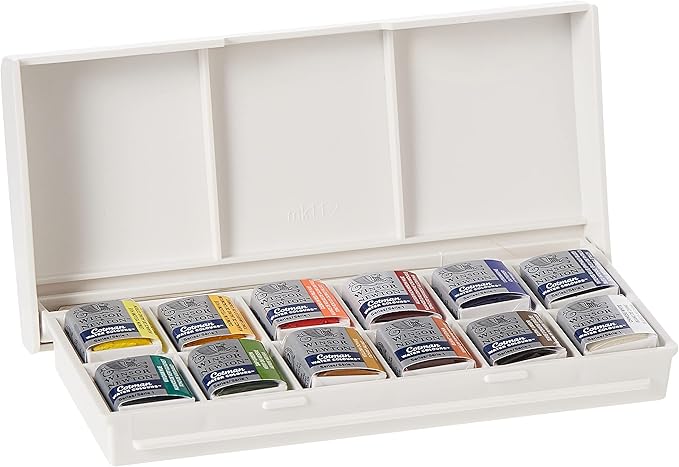 Winsor & Newton Cotman Watercolor Paint Set, Sketchers' Pocket Set, 12 Half Pan w/ Brush