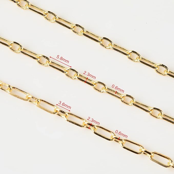 YOUBEIYEE 32.8 Feet 18K Gold Plated Jewelry Chain Paperclip Necklace Chains Bulk for Women Bracelet DIY Craft Chain Roll Jewelry Supplies Findings