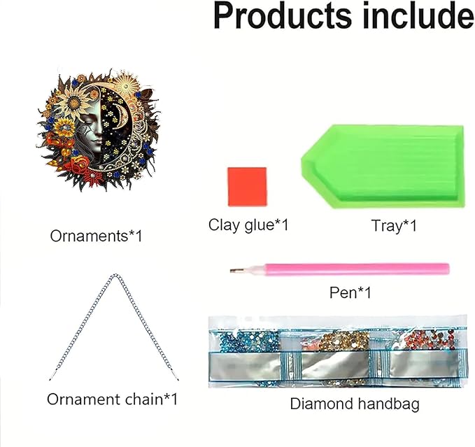 hyzsj DIY Hanging Diamond Art Pendant Painting Kit Sun Moon, Special Crystal Gem Craft Painting Kit Ornament 9.8x9.8inch