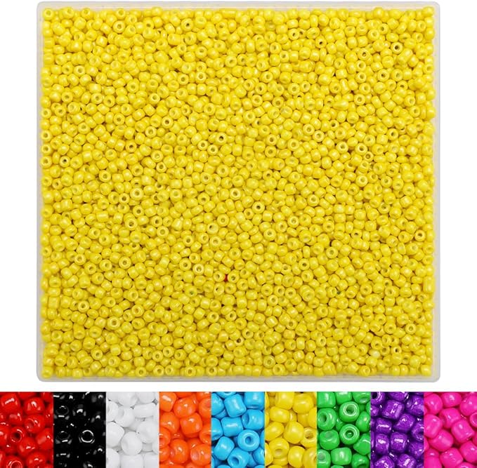 IOOLEEM Yellow Seed Beads - 4000+ pcs 3mm Glass Beads for Jewelry Making, Bracelets