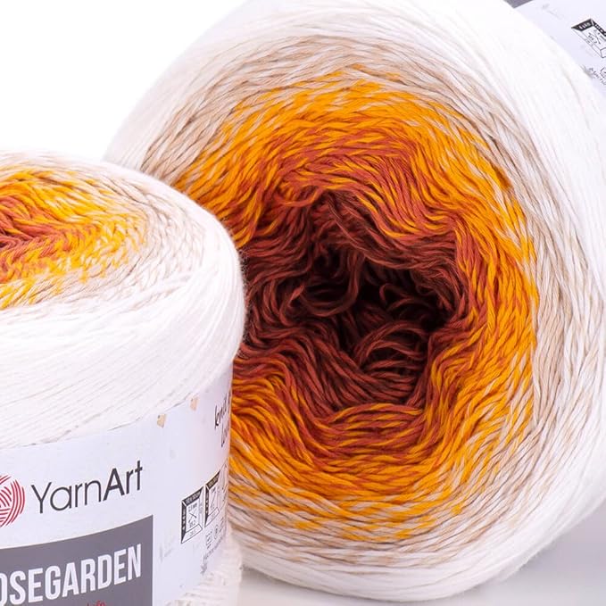 YarnArt Flowers Rosegarden 100% Cotton Gradient Yarn – 250g / 8.8oz / 1000m+ (1094 yds) – Multicolor Rainbow Cotton Yarn for Knitting & Crochet – Lightweight Summer Yarn for Shawls, Tops, (307)