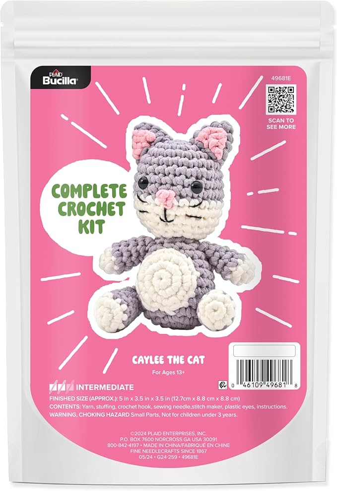 Bucilla Complete Crochet Kit, Caylee The Cat, 5"