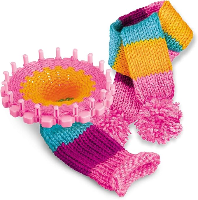 4M Knitting & Crochet Kit for Kids Ages 8-12 – Learn to Knit with French Knitting Reel, Crochet Hooks, Yarn, Scarf & Handbag Projects, Beginner Craft Set for Girls and Boys, STEM Arts & Crafts Gift