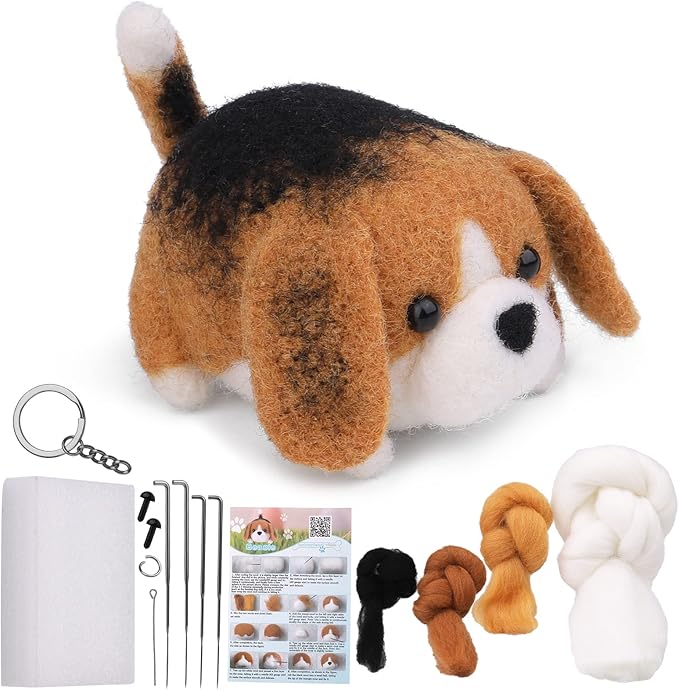 QMNNMA Needle Felting Starter Kit, Animals Needle Felting Set, DIY Wool Felt Materials Set with Felting Tool and Instruction for Craft Project and DIY Handmade
