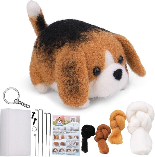 QMNNMA Needle Felting Starter Kit, Animals Needle Felting Set, DIY Wool Felt Materials Set with Felting Tool and Instruction for Craft Project and DIY Handmade