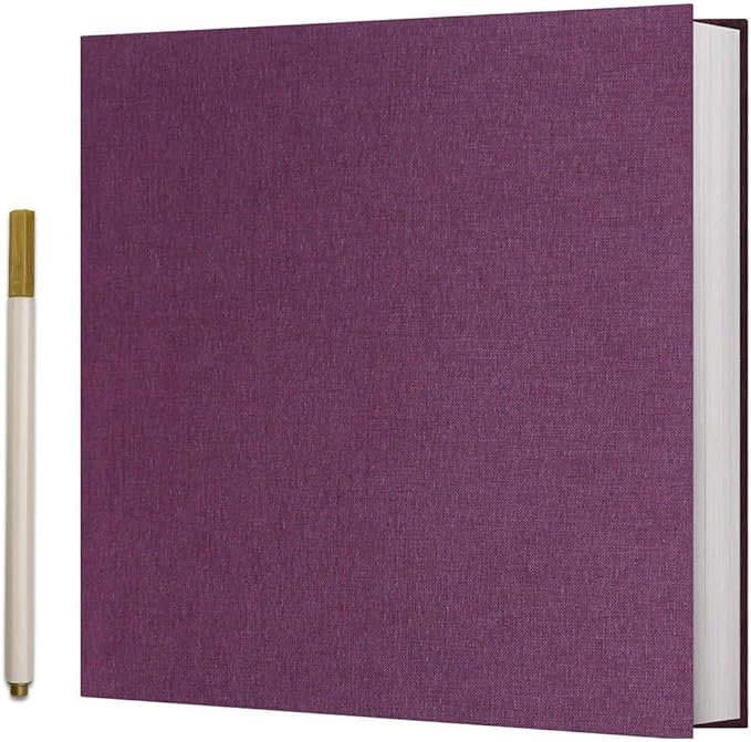 Vienrose Photo Album Self Adhesive 4x6 5x7 3x5 8x10Scrapbook Album DIY Scrap Book with A Metallic Pen (11"x10.6" 60 Pages, Blue)
