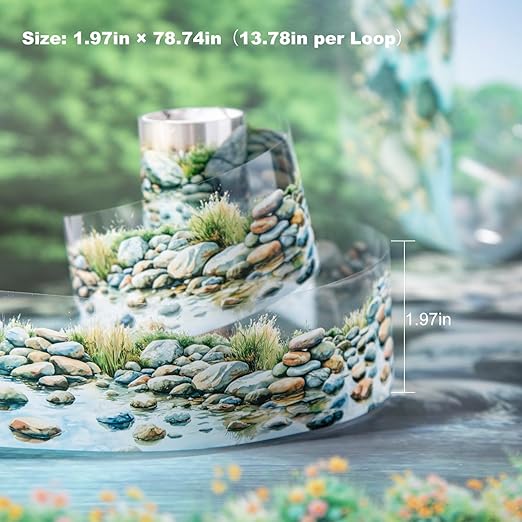 6 Rolls River Landscape PET Tape Set – Forest Stream and Riverbank Aesthetic with Seamless Nature Scenes for Scrapbooking, Journaling, Crafts, DIY and Decor