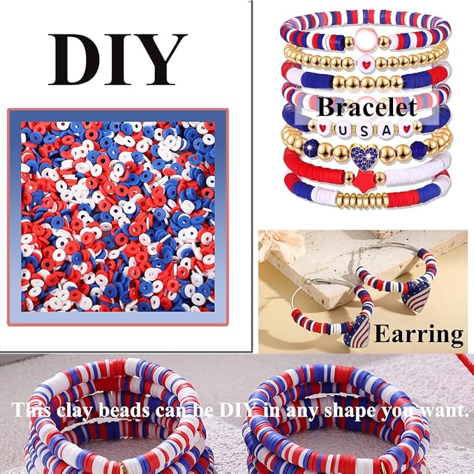 4000 Pcs Clay Beads for Bracelets Making, Polymer Spacer Flat DIY for Jewelry Necklace Earring Making Kit, Preppy Aesthetic Heishi Heshie Thin Disk Beads Assortments Set 4 6 8MM (3 Color, 6MM)
