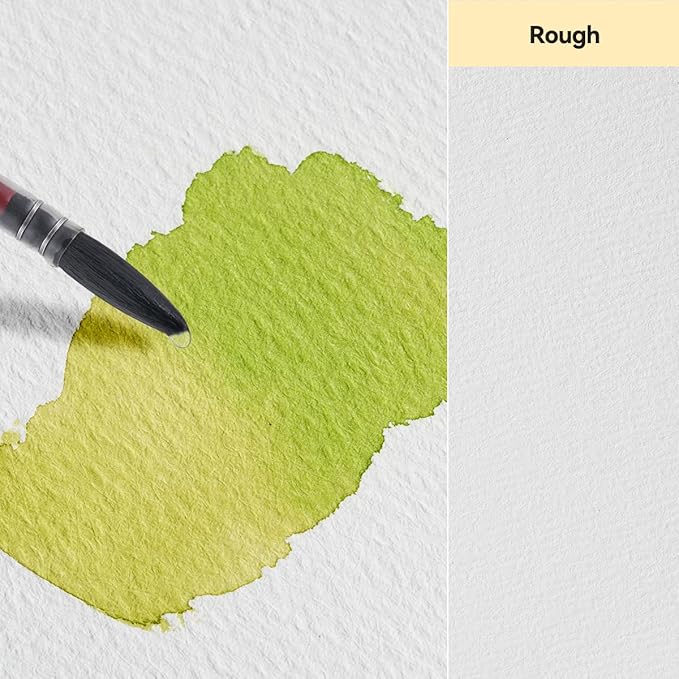 Lightwish Watercolor Paper Bulk, 100% Cotton Rough 300gsm/140lb, 2 Pack, Total 40 Sheets A5 Hole-Punched Replaceable Paper for Artists, Adults,Students,5.5 * 8.2 Inches