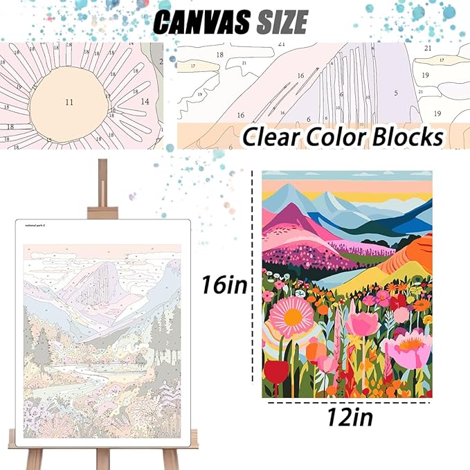 2 Pack Paint by Numbers Kit for Adults Beginners - 12x16 Inch DIY Painting with Numbers for Adults Mountains Kits on Canvas,Wander Painting by Number for Adult Home Decor