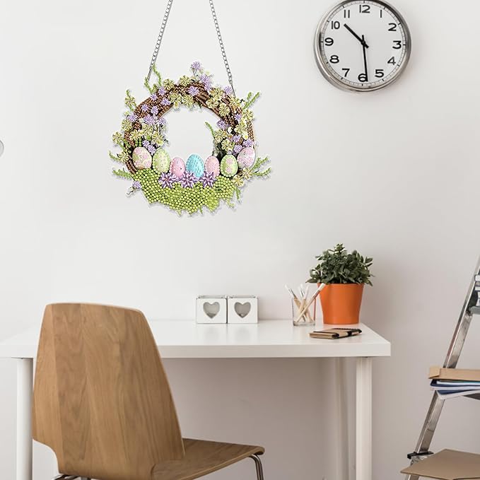 Miwixy Easter Hanging Diamond Art Kits for Adults,Rabbit Special Shaped Crystal Christmas Diamond Painting Ornament Kit DIY Double-Sided Pattern Window Pendant Gem Art Kit for Home Wall Decor