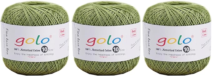 golo 3 Balls Crochet Thread Size 10 Crochet Yarn for Hand Knitting 203