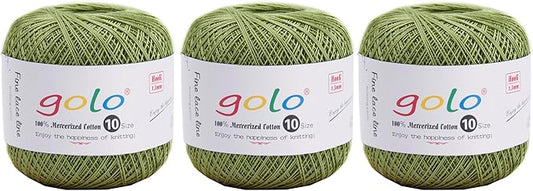 golo 3 Balls Crochet Thread Size 10 Crochet Yarn for Hand Knitting 203