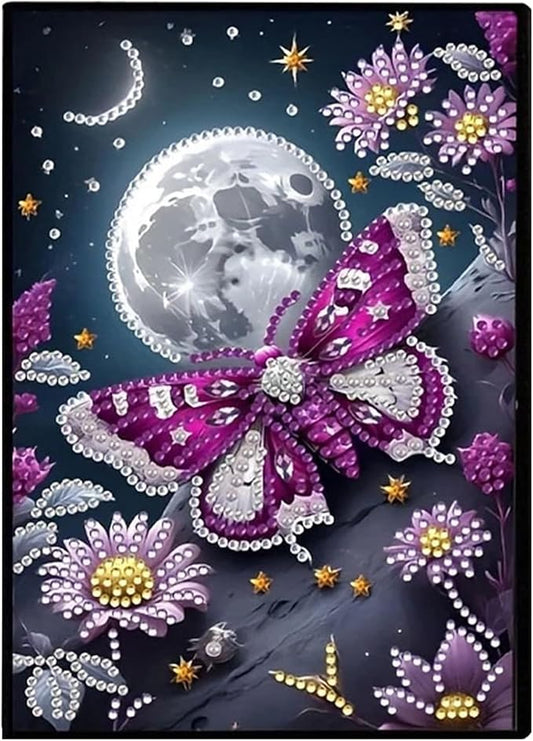 Butterfly Diamonds Painting Notebook for Adults, A5 Diamond Art Journal and DIY Sketchbook, Diamond Art Kit Supplies,Gift for Beginners, Craft Lovers, Artists. (Butterfly)
