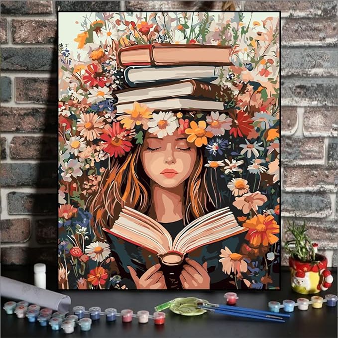 Axquilon Paint by Numbers Kit for Adults Beginner-Girl Adult Paint by Number Kits on Canvas, Easy Adults' Paint-by-Number Kits Oil Painting for Gift Home Wall Decor 16x20in
