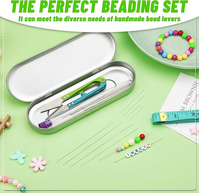 86 Pcs Beading Needle Set, 6 Sizes Big Eye Beading Needles for Seed Beads, Long Straight Bead Needles, Twist Beading Needles, Flexible Needle for Jewelry Making