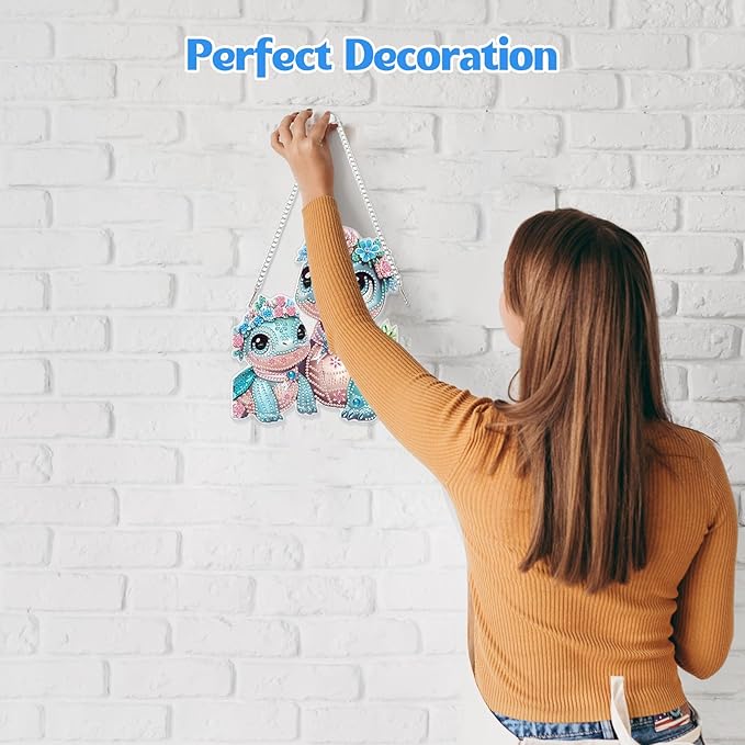 GHHKUD Hanging Diamond Art Turtle Pendants Kits, DIY Hanging Decoration Double Sided Animals Diamond Pinting Ornaments for Adults Kids Gifts for Home Decor