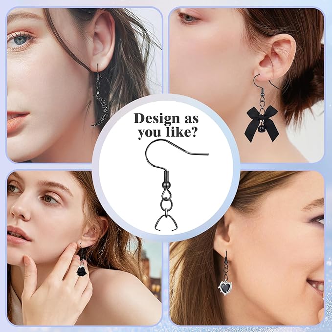 earring hooks 50pcs/25pairs, stainless steel ear wires fish hooks, hypo-allergenic jewelry findings parts for diy jewelry making