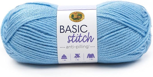 (1 Skein) Lion Brand Yarn Basic Stitch Anti Pilling Yarn, Baby Blue