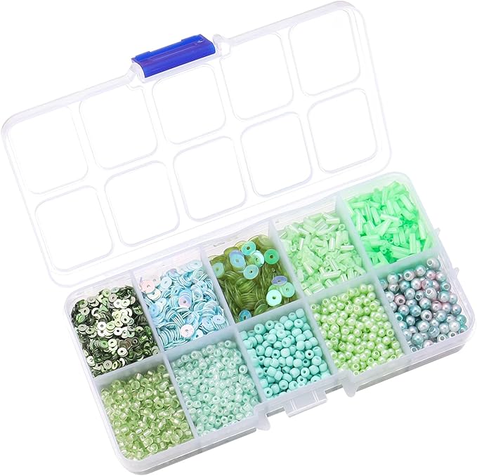 Assorted Beads for Jewelry Making, Glass Seed Bugle Tube Beads Loose Sequins Multiple Sizes for Crafts Sewing Jewelry Making