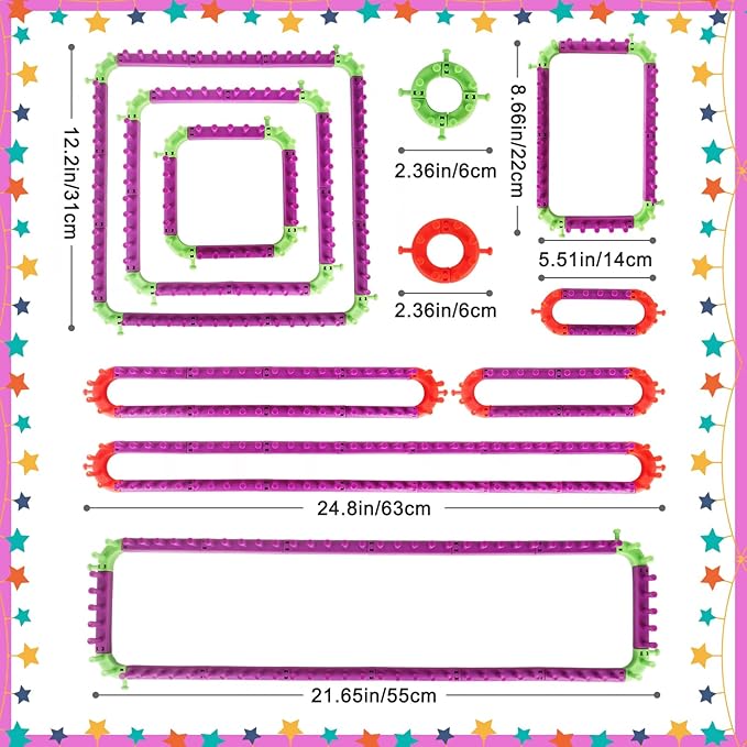 Katech Adjustable Knitting Looms Set -Customized Sizes for Your Project-Afghan Loom-Blanket Loom-Sock Scarf Loom-Hat Loom for Crocheting-Crochet Loom with Loom Knitting Book Hook Needle (All-in-one)