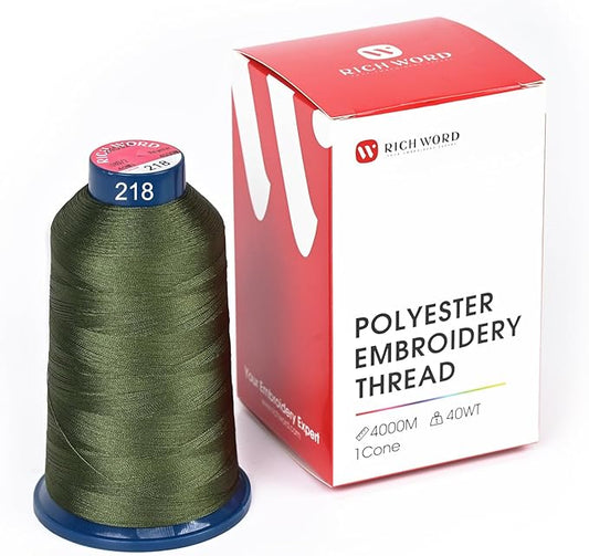 Poolin Embroidery Machine Thread Richword Selected Green 4000M 40WT Polyester Embroidery Thread – Smooth, Strong Single Spool for Home & Commercial Machines 0218