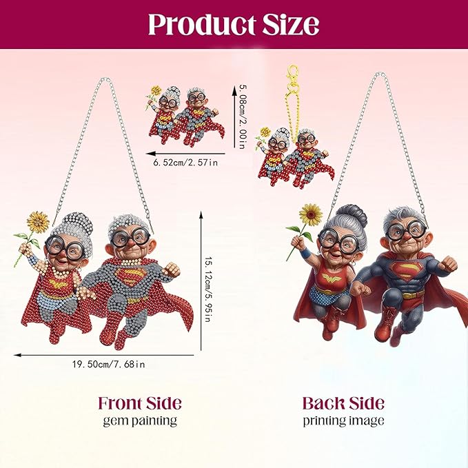 Masendp Superhero Diamond Painting Hanging Decoration kit, DIY Special-Shaped Rhinestone Window Hanging kit, Suitable for Home and Garden wall Decoration Gifts