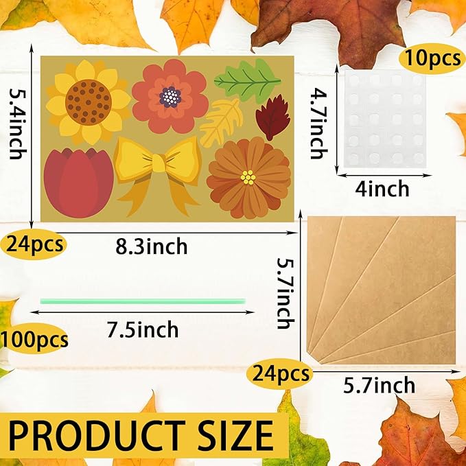 Whiosyrt Fall Flower Bouquet Craft Kit - 24Pcs Make Your Own Sunflower Thankful Autumn Florals, Thanksgiving DIY Gift, Mother's Day Flower Bouquet Classroom Fun Activities