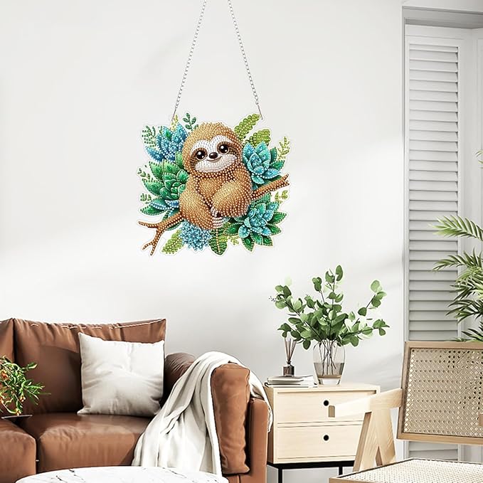 ZeeLionArt Hanging Diamonds Art kit for Adult,Animal Pendant Diamonds Painting Art Kit,7.2x7.7inch Acrylic Diamonds Painting Board Kit Ornament, Special Crystal Diamond Hanging Ornament