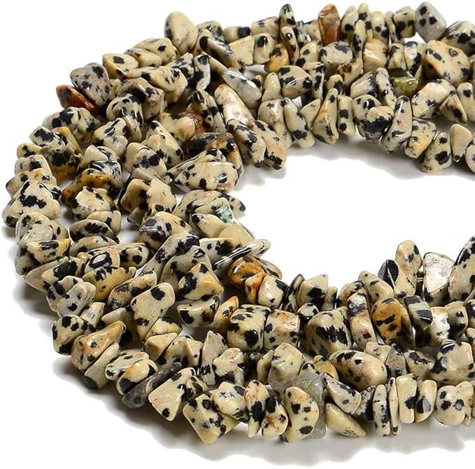 7-8mm Natural Dalmatian Jasper Gemstone Chips Beads Healing Crystals Waist Bracelets Necklace Kit Irregular Stone DIY Crafts Design Jewelry Making
