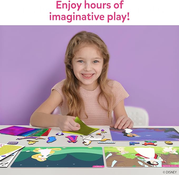 skillmatics foil fun - disney princess, mess-free art & craft kits for kids, diy activity, travel toy, perfect valentine’s day gift for fans of moana, cinderella, ariel, jasmine, ages 4, 5, 6, 7, 8, 9