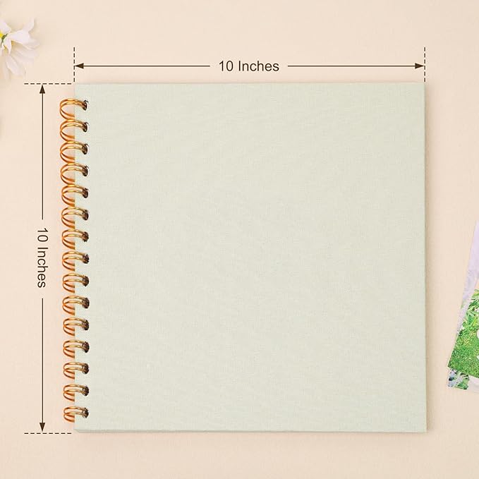 Scrapbook Photo Album 10x10 Inches 80 Pages Hardcover Kraft Paper Linen Cover Scrap Book Memory Book DIY Scrapbook Albums for Wedding Baby Boyfriend Travel Anniversary Family, Beige