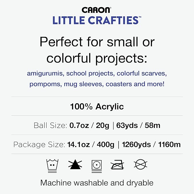 Caron® Little Crafties™ 20 Assorted Acrylic Yarn Skeins 63yd Each for Knitting and Crochet Projects , Multipack Starter Kit