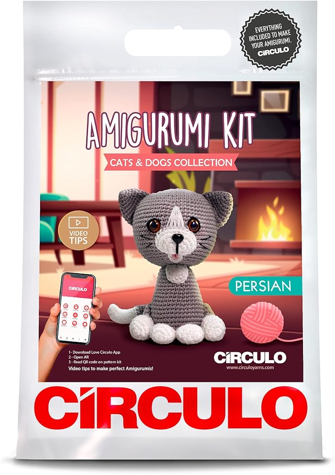CÍRCULO Amigurumi Crochet Kit - Cats & Dogs - All Included, Easy Instructions - Crochet Kit for Intermediate - Crochet Set - Animal Crochet Kit, Premium Amigurumi Yarn for Crocheting – Persian