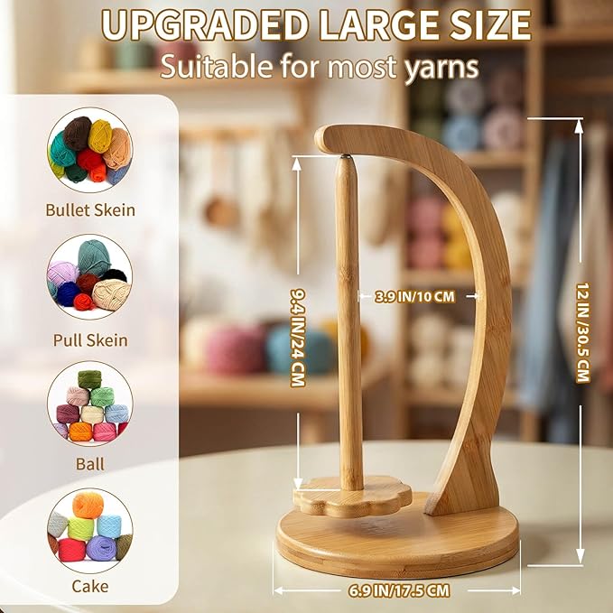 SPEENSUN Yarn Holder for Crocheting, Upgrade Larger Size & Magnetic Crochet Yarn Holder, Rotating Design Holds Most Yarns Up to 1.1 lbs, Crochet Gift for Knitting Lovers with Packaging Box
