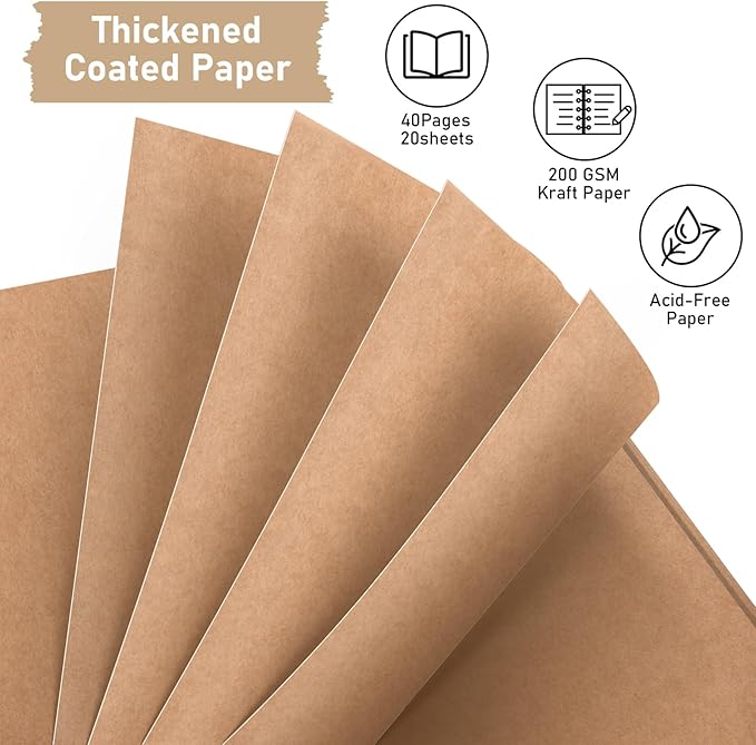 GOTIDEAL 8 x 8Inch Scrapbook Album,40 Pages Kraft Paper Photo Albums for Wedding&Anniversary,Family DIY Scrap Book Kits with Metallic Markers&Scrapbooking Stickers Corners(Yellow)