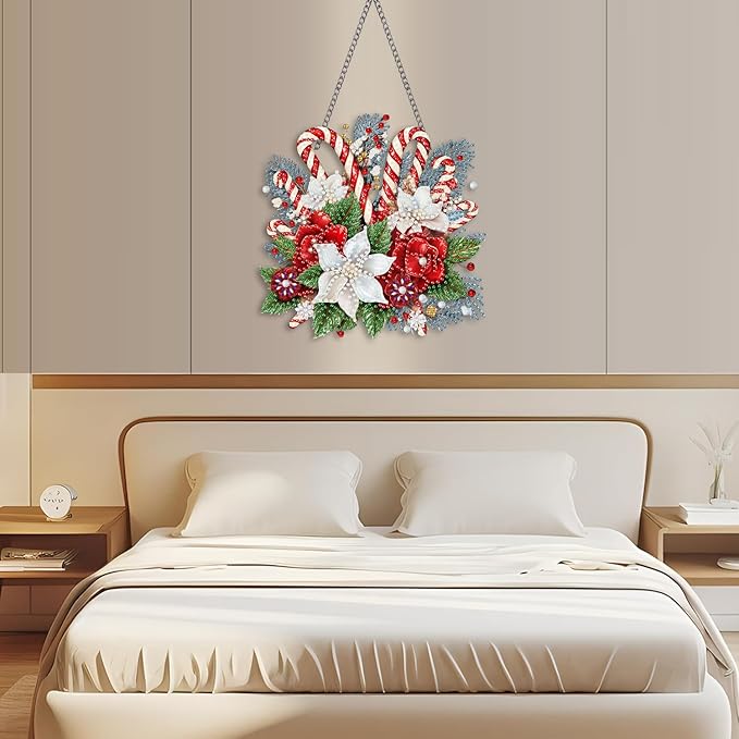 NEGEKFKX Christmas Diamond Art Hanging Pendant Kits,Winter Special Shape Diamond Art Kits for Adults,Double Sided Hanging Acrylic Ornament Kit,Pendants Home Garden Wall Hanging Kits Hanging Ornament