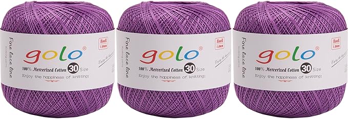 golo 3 Skeins Crochet Thread Size 30 Embroidery Thread Yarn for Hand Kniting Yarn for Tatting 553
